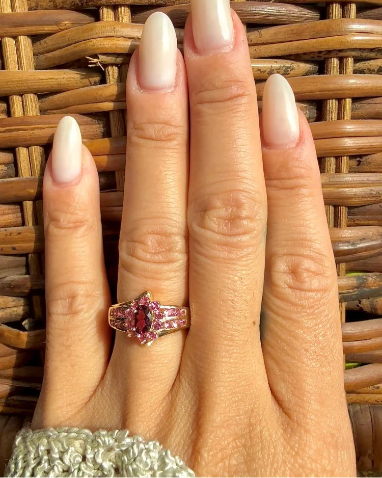 Vintage 90s Pink Tourmaline Ring in 14K Gold - 14K Solid Gold - Free shipping - 6