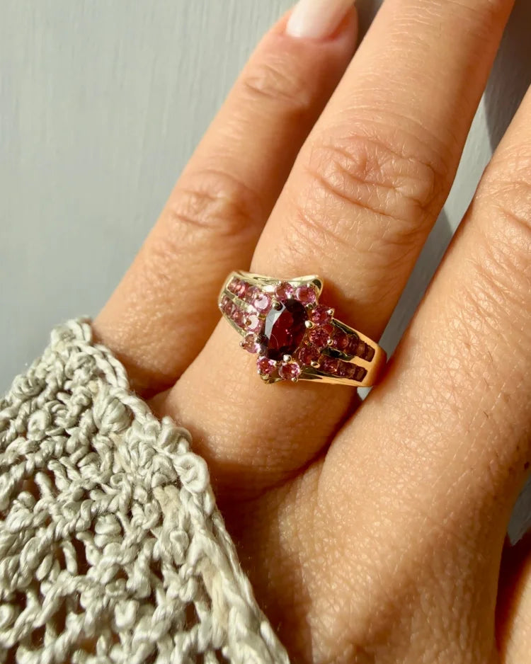Vintage 90s Pink Tourmaline Ring in 14K Gold - 14K Solid Gold - Free shipping - 3