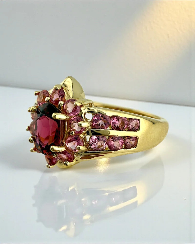 Vintage 90s Pink Tourmaline Ring in 14K Gold - 14K Solid Gold - Free shipping - 4