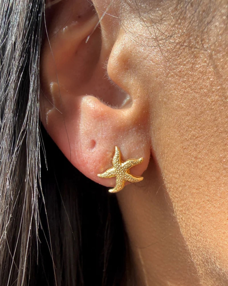Vintage Aurea Italy 14K Gold Starfish Earrings - 14K Solid Gold - Free shipping - 2