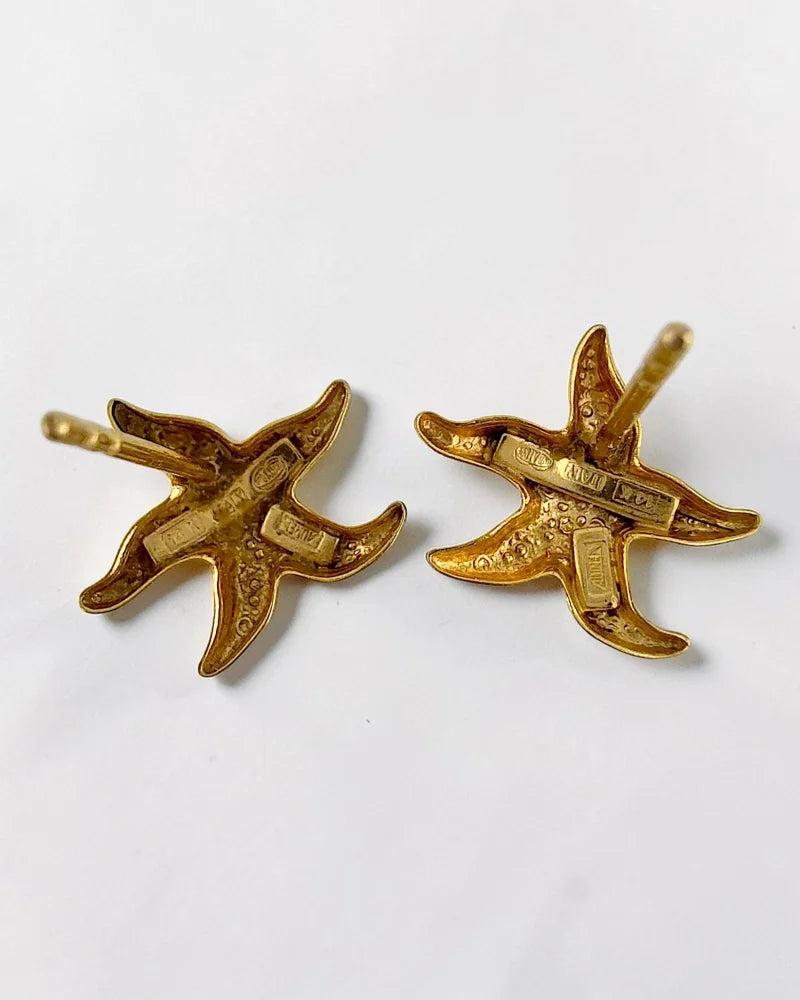 Vintage Aurea Italy 14K Gold Starfish Earrings - 14K Solid Gold - Free shipping - 5