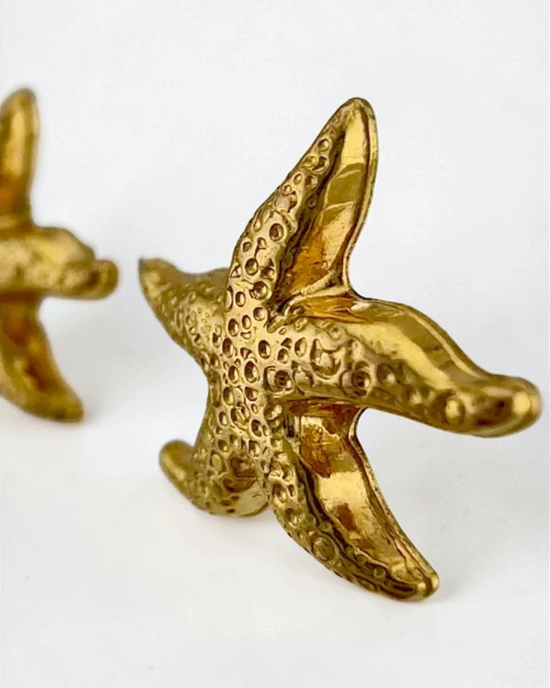 Vintage Aurea Italy 14K Gold Starfish Earrings - 14K Solid Gold - Free shipping - 4