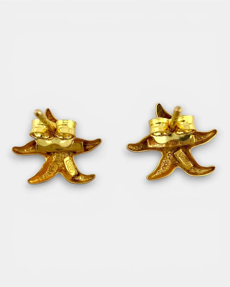 Vintage Aurea Italy 14K Gold Starfish Earrings - 14K Solid Gold - Free shipping - 6