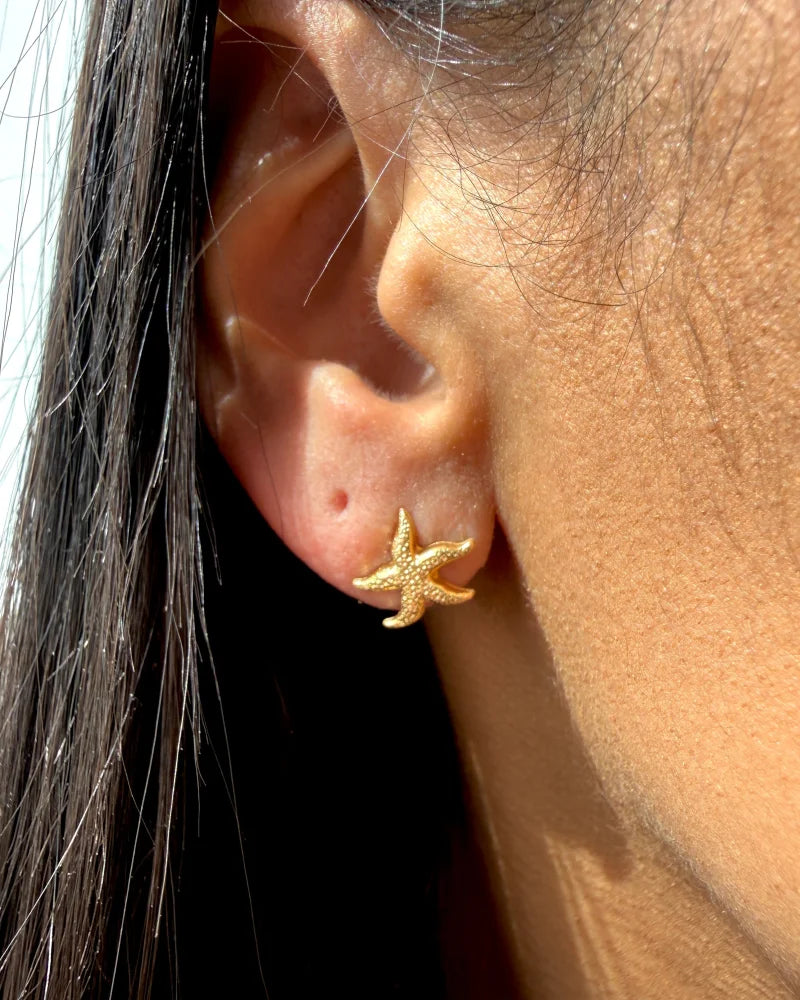 Vintage Aurea Italy 14K Gold Starfish Earrings - 14K Solid Gold - Free shipping - 7