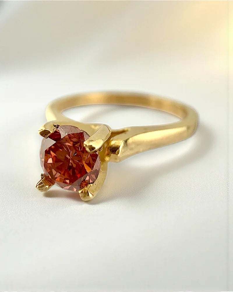Vintage Fancy Pink Diamond Engagement Ring - 10K Gold - Free shipping - 2