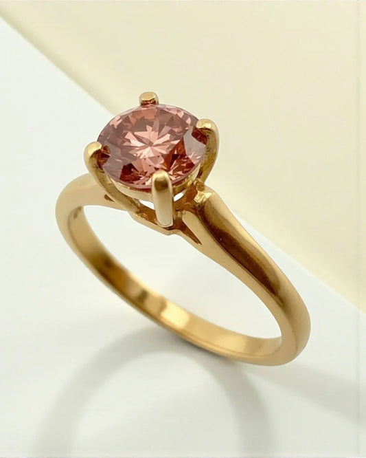 Vintage Fancy Pink Diamond Engagement Ring - 10K Gold - Free shipping - 1