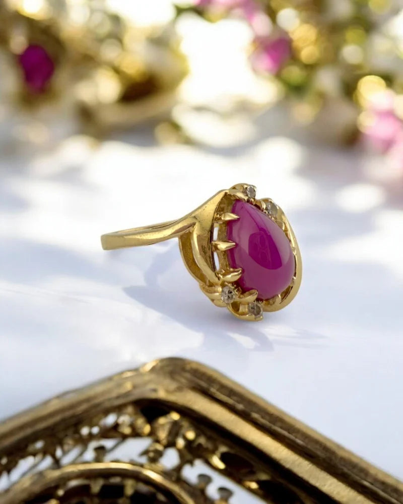 Vintage Mid-century Linde Star Ruby 14K Gold Ring - 14K Solid Gold - Free shipping - 3