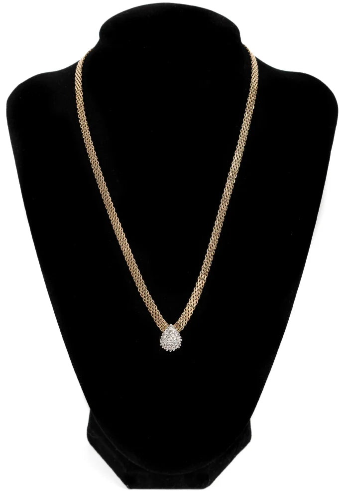 Vintage Panther-Link Necklace | 1 ct Natural Diamond Cluster Pendant - 14K Solid Gold - Free shipping - 4