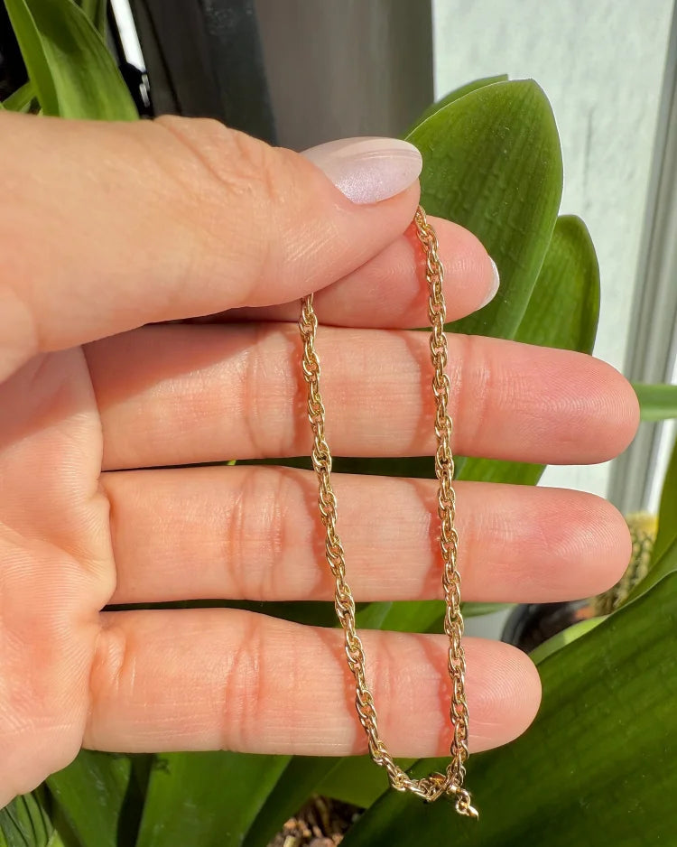 Vintage Solid Gold Rope Chain Bracelet - 9K gold - Free shipping - 4