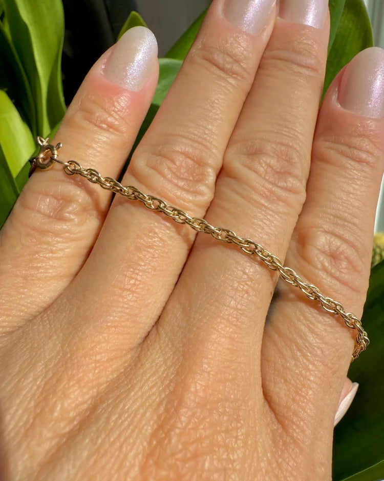 Vintage Solid Gold Rope Chain Bracelet - 9K gold - Free shipping - 2